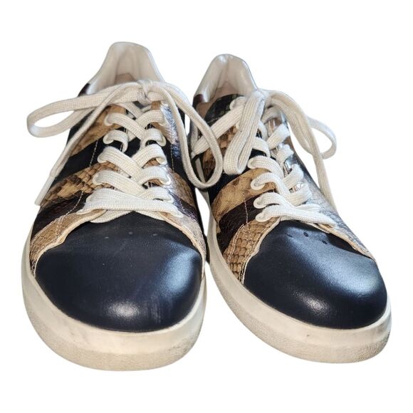 TORY BURCH Howell Court Stripe Embossed Leather Sneakers Size 8 Retails $250 - Picture 2 of 6